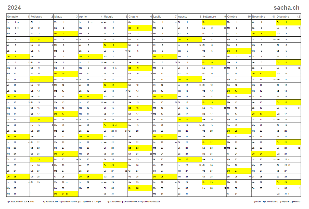 Calendario annuale 2024